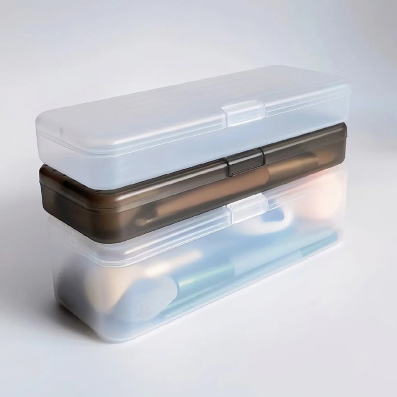 Stationery Supplier - 1PC 透明プラスチック化粧品収納ボックス化粧ブラシペンホルダー文具オーガナイザーバケット学生用