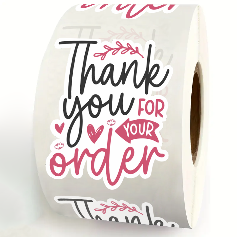 Sticker Label Roll - 200枚入り／ロール 「ご注文ありがとうございます」ステッカー、手作りのラベル。焼き菓子の包装や封筒の封緘に。