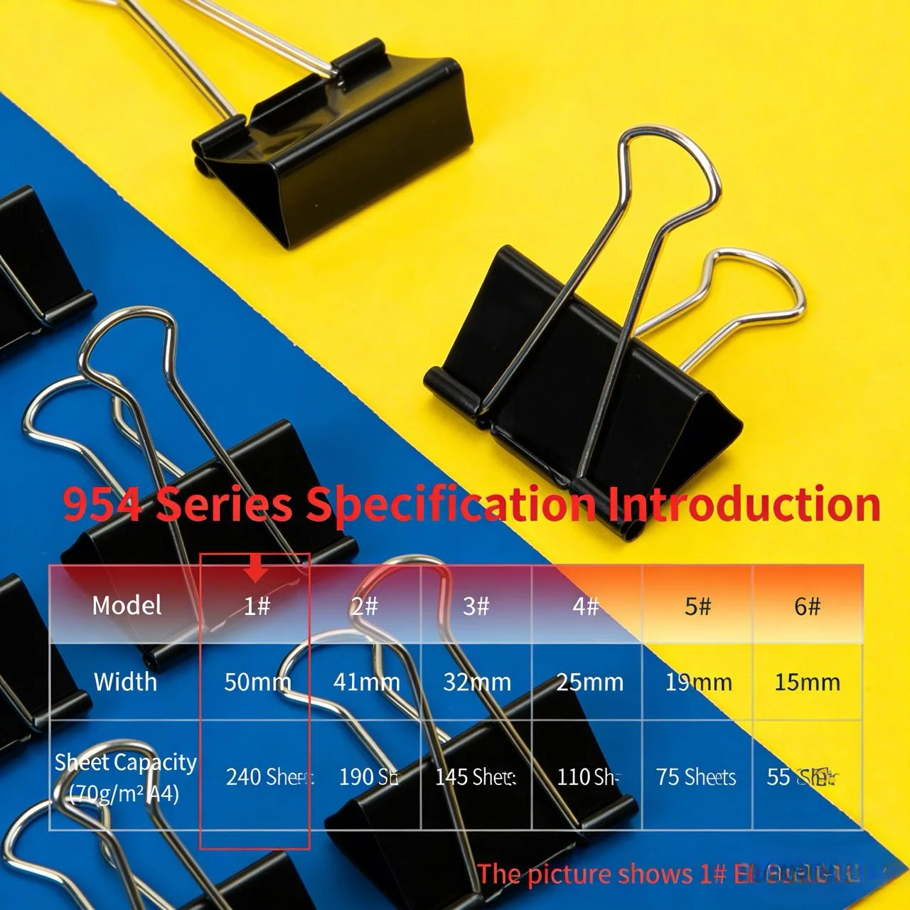 954シリーズ ブラックバインダークリップ 12個入り/箱  - Binder Clip Assorted のレビューと価格