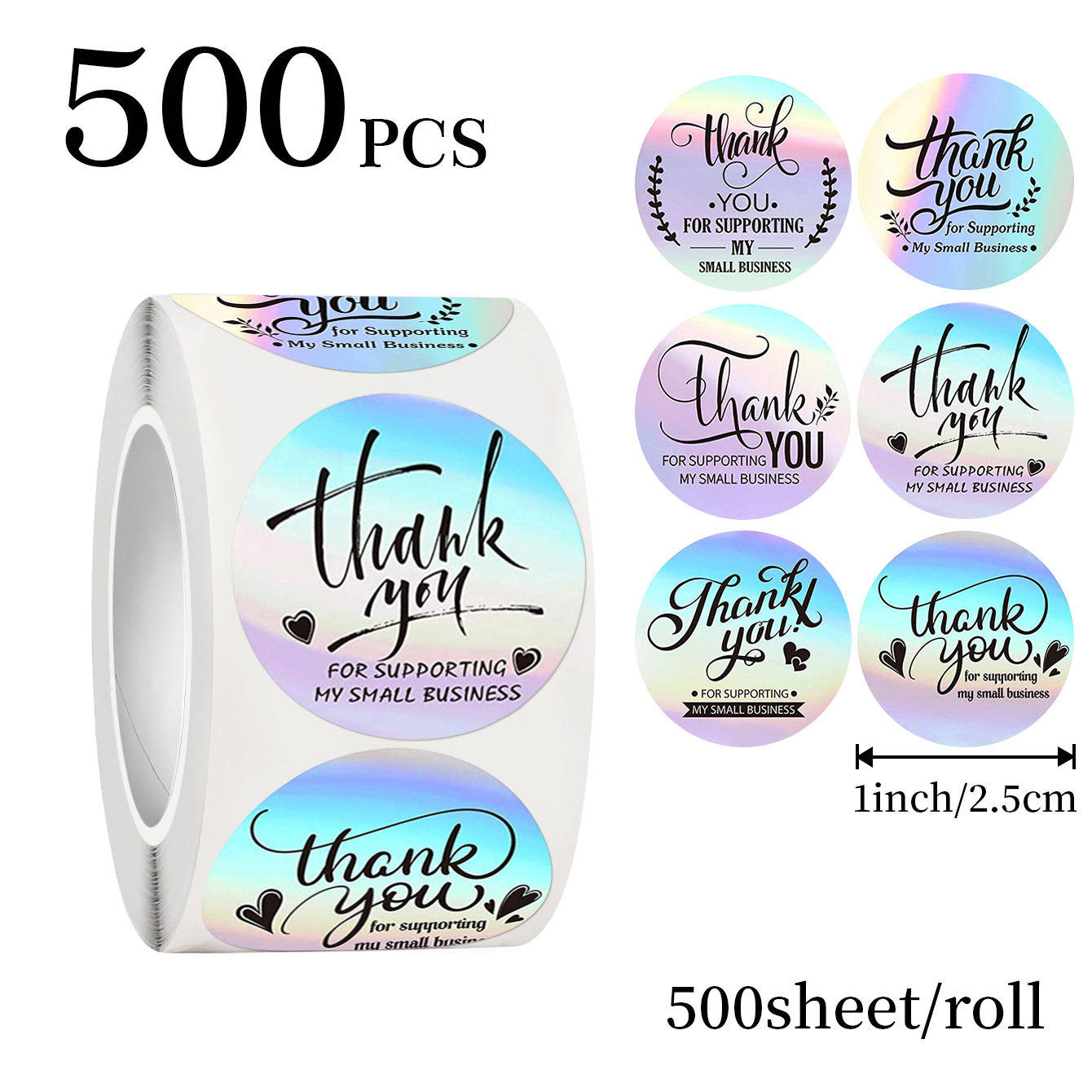 JCAC 500枚/ロール 1インチ ホログラフィック サン - Sticker Label Roll のレビューと価格