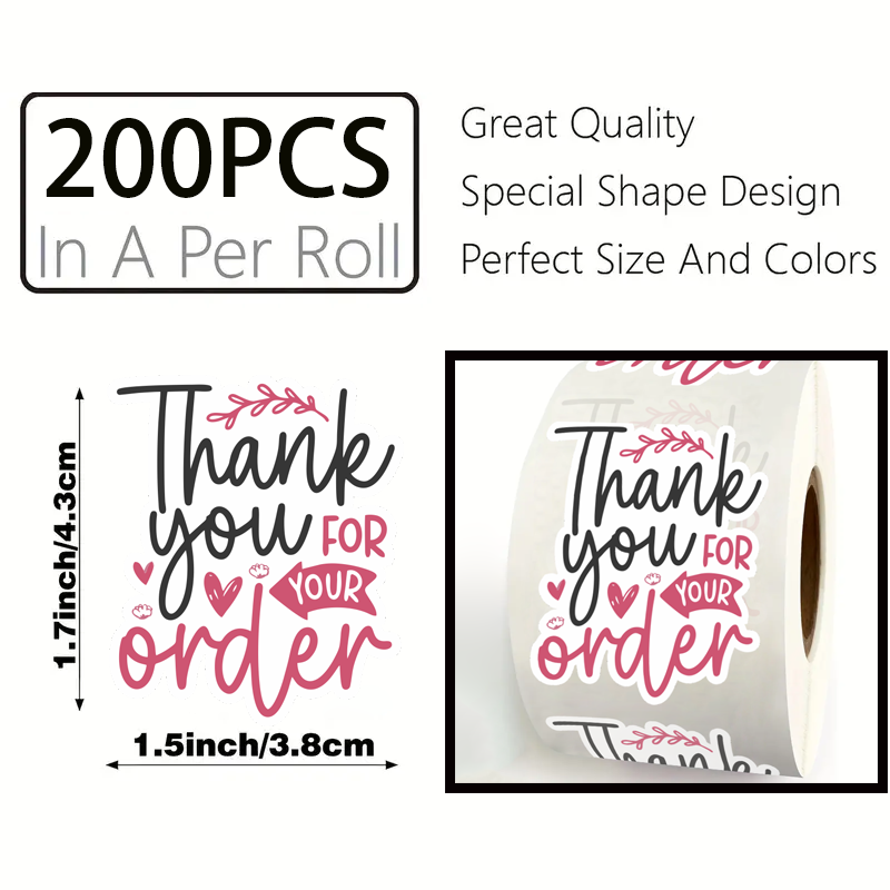 200枚入り／ロール　「ご注文ありがとうございます」ステッカ - Sticker Label Roll のレビューと価格