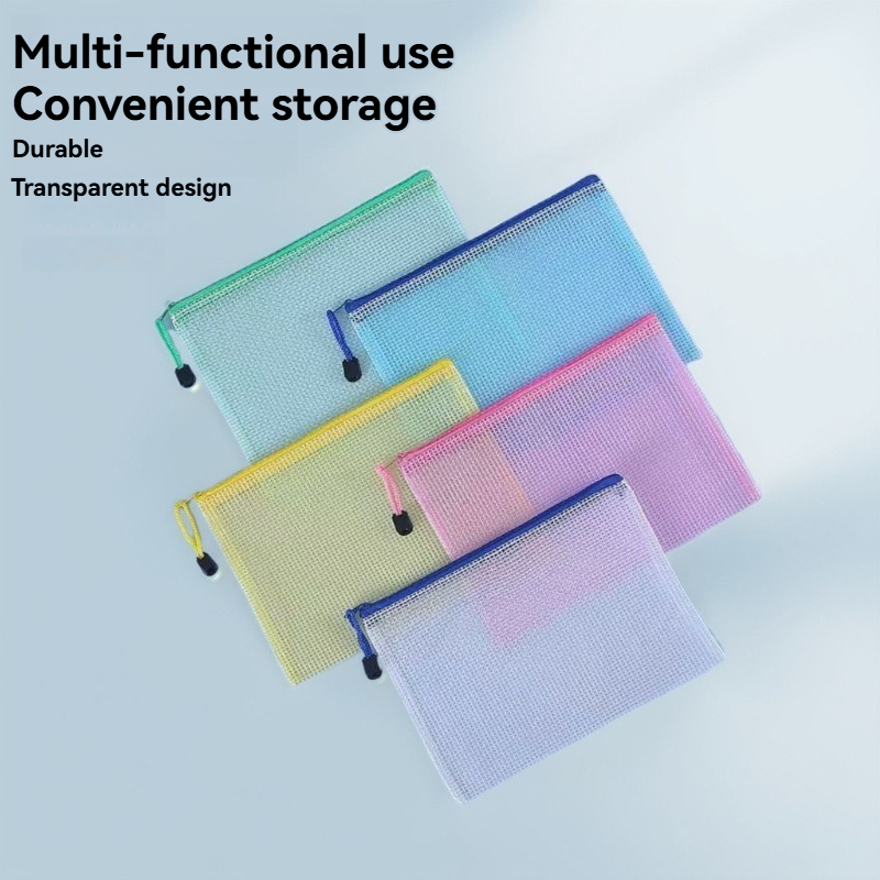 5 個文具収納フォルダーファイルメッシュジッパーポーチ A4 - Stationery Supplier のレビューと価格